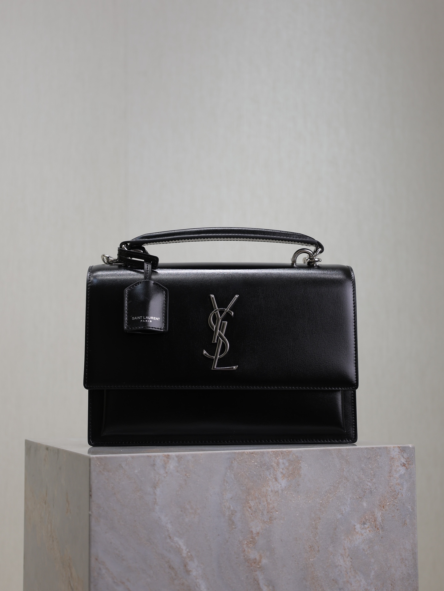 Ysl Black with silver buckle Sunset bag 634723